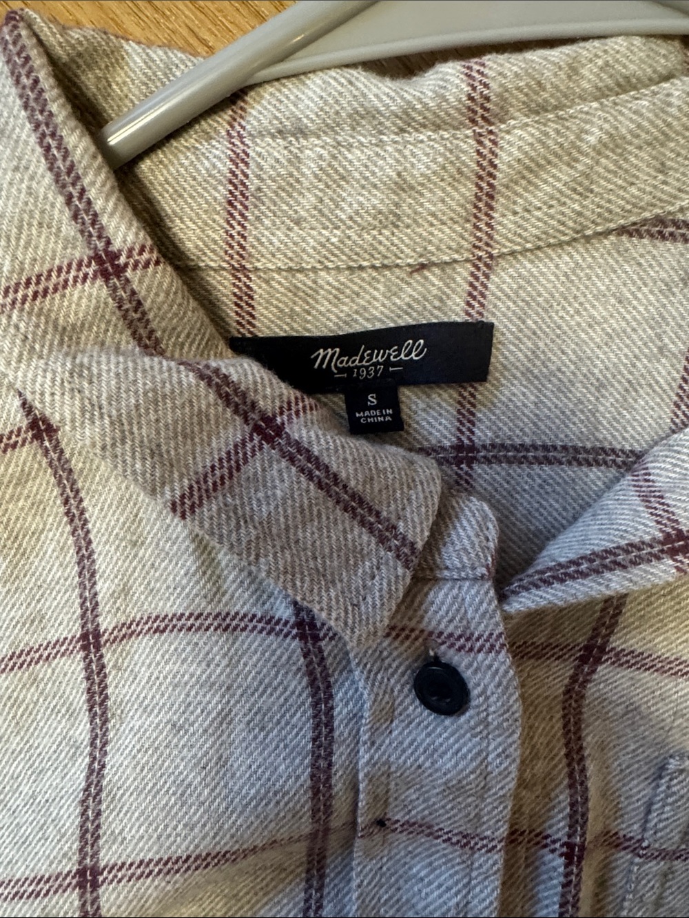 Madewell Plaid Button-Front flannel with Burgundy Windowpane